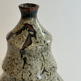 "Shirahagi on Tenmoku" Vase - Grooved- Medium • May25 • TH0308