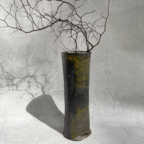 Tall Cylinder Vase - Non-Glazed (Black)