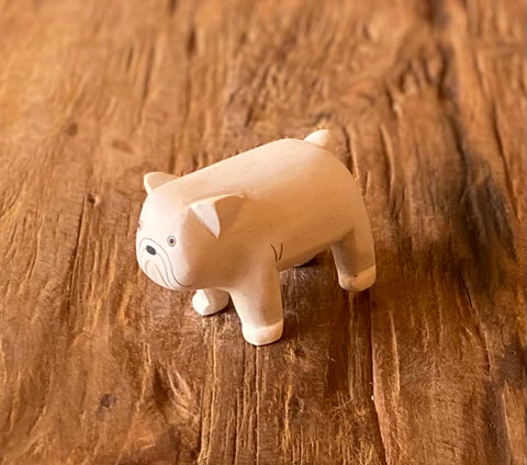 Japanese Carved Wooden Bulldog