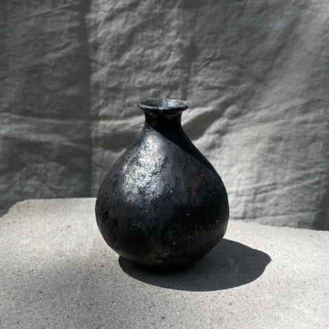 Black Tokkuri/Vase - Non-Glazed