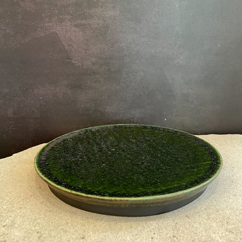 Japanese Dark Green Cake Stand / Serving Platter by Taira Kuroki