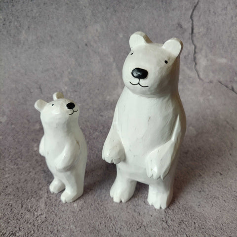 Japanese Carved Wooden Polar Bears (Standing)