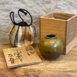 Japanese Vintage Ceramic Vase In Fabric Bag