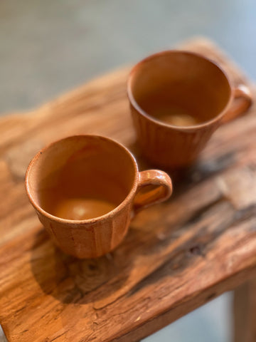 Terunobu Hirata - Fluted Shino Glaze Mugs