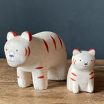 Japanese Carved Wooden "Lucky Tigers"