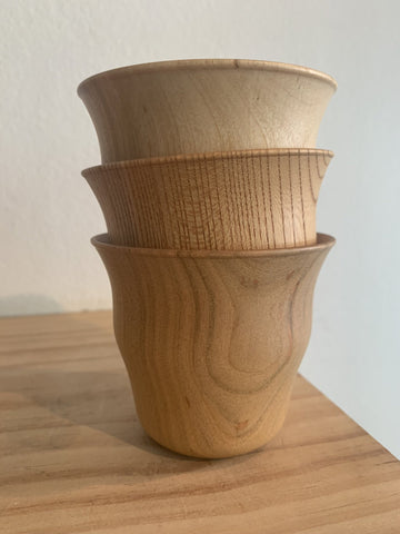 "Wibble" Hand Carved Wooden Cups From Kyoto