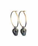 Pyrite Skull Earrings with Gold Hoops (pair)